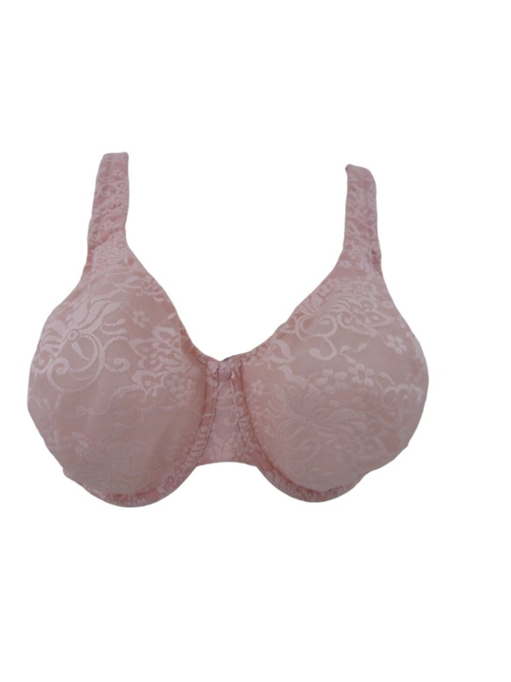 Cacique Light Pink Lace Sheer Bra 42DD 42 DD Unpadded Underwire Floral - Picture 2 of 11